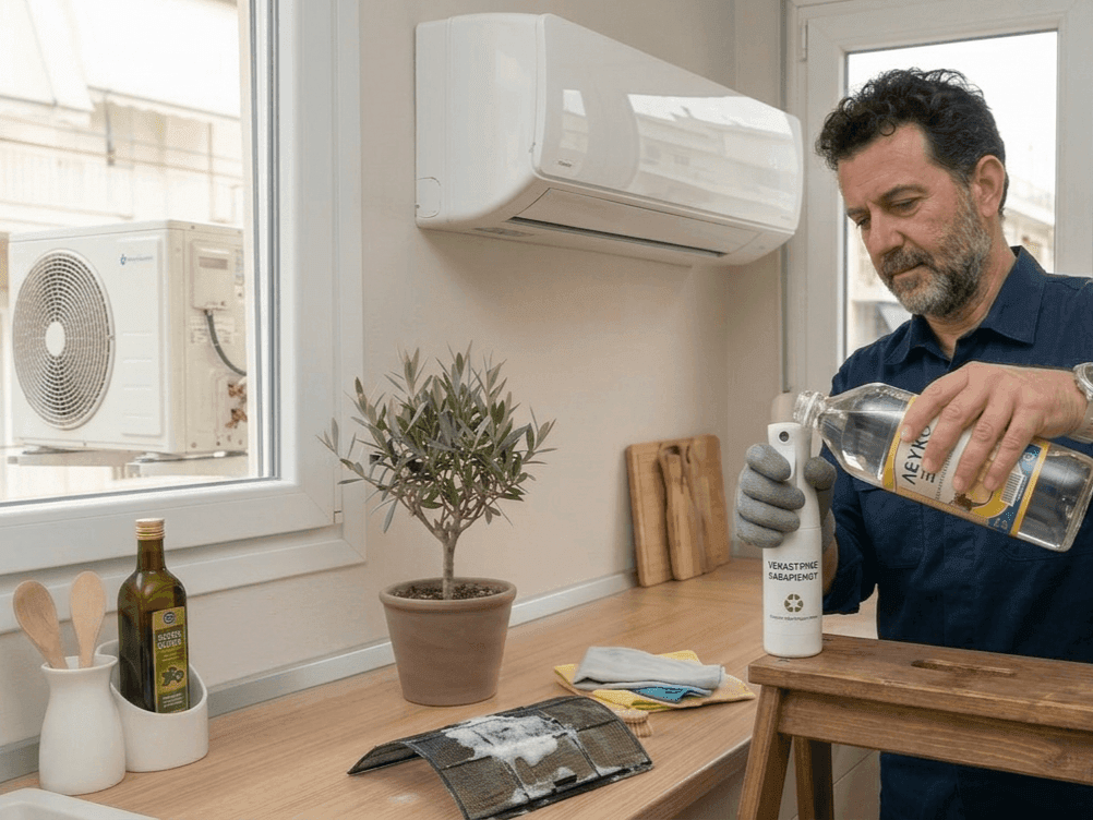 καθαρισμός κλιματιστικού με ξύδι